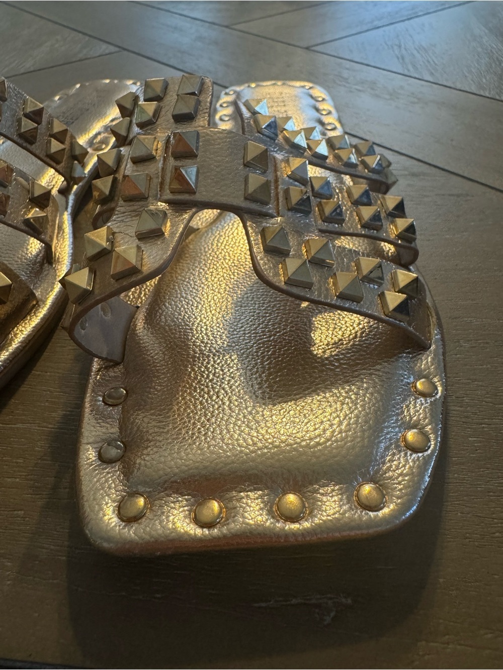 Cape Robbin Metallic Gold Stud Slide Sandals - Picture 5 of 13